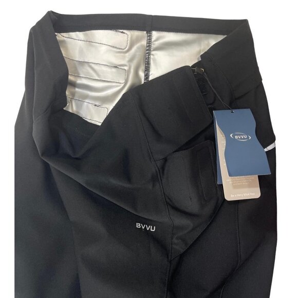 BVVU Womens High-Waisted Sauna Pants Large Black Silver Workout Fat-Burner NWT - Picture 7 of 16
